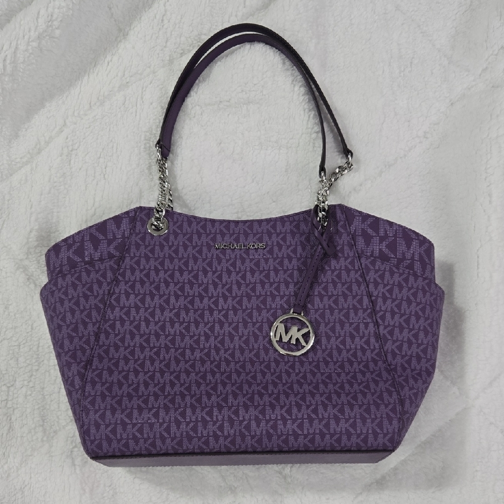 Michael Kors Purple Signature Canvas Tote - Picture 6 of 12